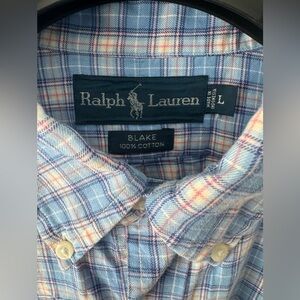 Polo Ralph Lauren Pink White Plaid Blake Flannel Button Shirt Men’s Size L Blue